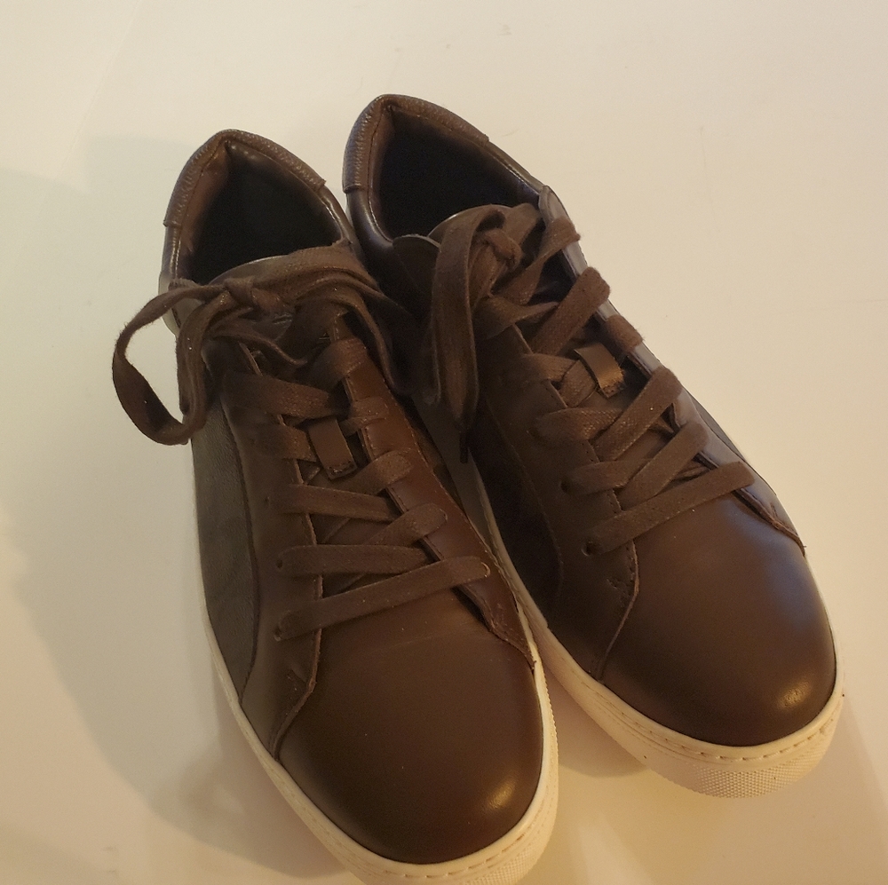 Coach Men CC Logo Leather Low Top Shoes Size 12